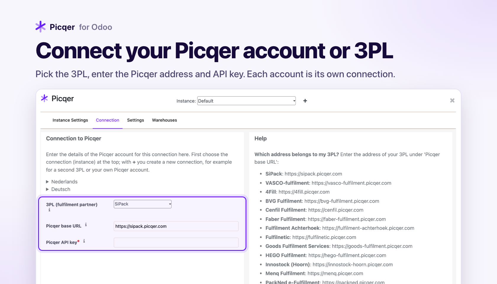 Odoo Picqer connector integration interface screenshot 3